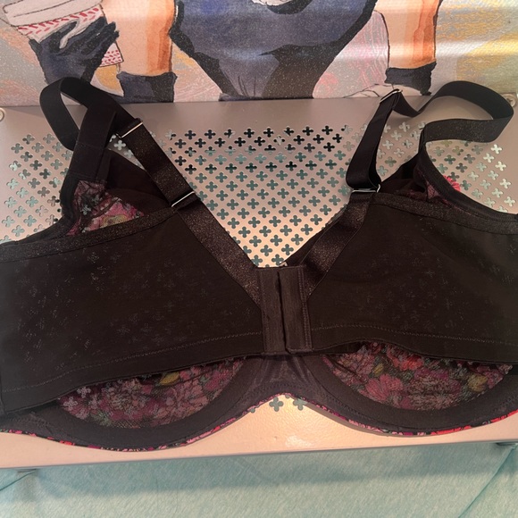 Curvy Couture Retro Roses Sheer Mesh Bra 38DDD - Picture 5 of 6